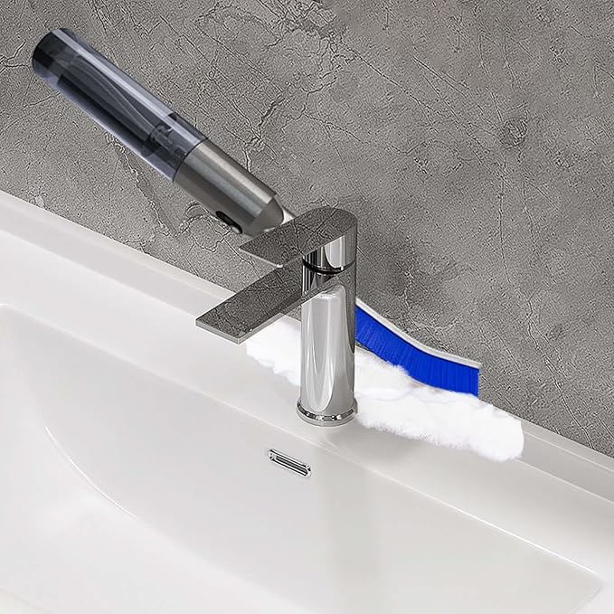 Crevice Cleaning Brush, Multifunctional Spray Pot Crevice Brush, Grout Brush, Crevice Cleaning Tool, Small Cleaning Brush for Bathroom, Kitchen, Corner, Floor (Grey)