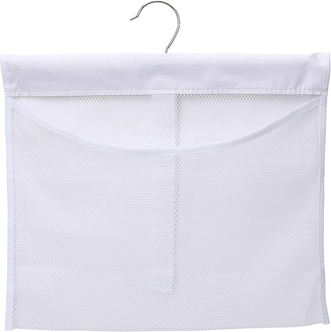 Portable Mesh Pocket with Rotatable Hanger, Quick Dry Serial Type Bath Storage Organizers for Travel, Camper, RV, Gym, Cruise, Cabin, College Dorm Shower(White)