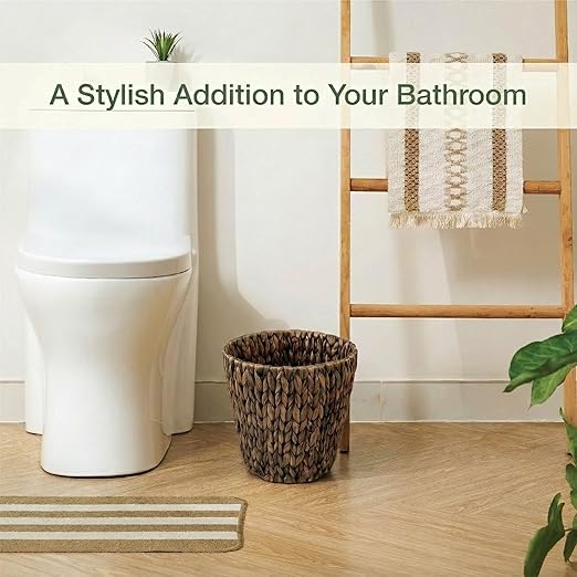 2-Pack Wicker Trash Can for Bathroom - Wicker Waste Basket for Bedroom, Office - Rattan Trash Can - Decorative Waste Basket (Espresso, 3 Gallons)