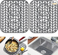 GUUKIN Sink Protectors for Kitchen sink, 13 5/8" x 11 5/8" Folding Non-slip Silicone Sink Mat Grid for Bottom of Farmhouse Stainless Steel Porcelain with 3 Reserved Holes Pack of 2