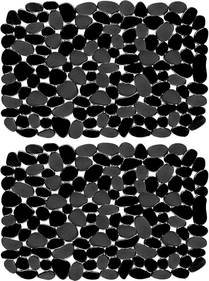 Coopay Kitchen Sink Mat Pebble Protect Mat PVC Eco-friendly Adjustable Stainless steel/ Porcelain Dish Drying Pad Protector for Bottom of Kitchen Sink, 15.8 x 11.8 inches (2 Pack, Black)