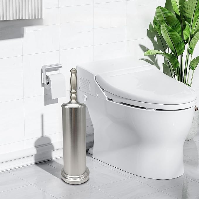 Metal Toilet Bowl Brush with Holder Premium Bathroom Cleaning Set Rustproof Hygienic Durable Elegant Finish