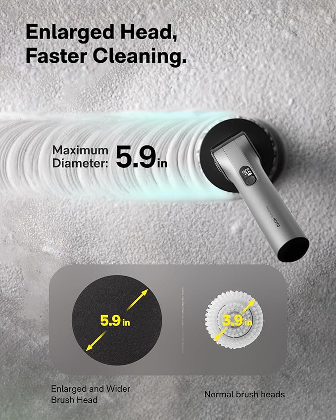HOTO Flexi™ Cordless Electric Spin Scrubber + 3 Pcs Replacement Brush Heads + 4 Pcs Replacement Pads