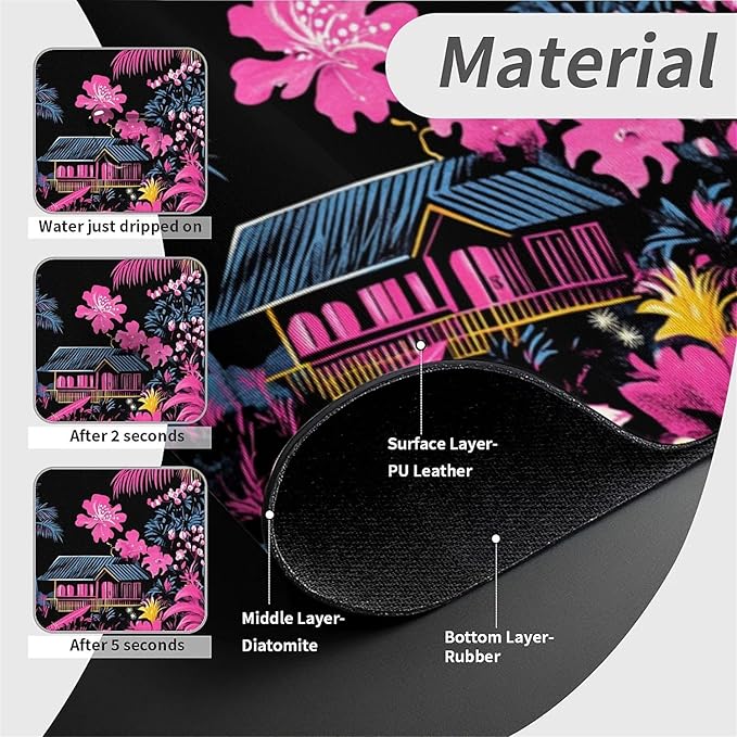 Faucet Draining Mat For Kitchen Sink, Coconut Trees On The Beach Diatom Mud Absorbent Drain Pad For Bathroom Kitchen Sink Splash Guard Drying Mat