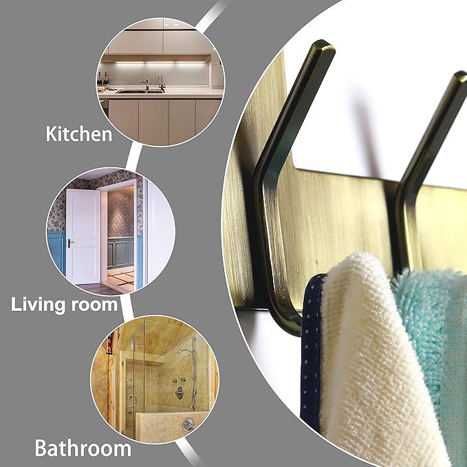 Dseap Over The Door Hook Hanger - 6 Hooks Over Door Coat Rack for Hanging Clothes Hat Towel, Bronze