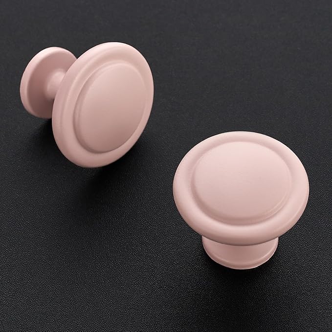 Ravinte 3 Pack 1-1/4 inch Kitchen Cabinet Knobs Pink Frosted Dresser Zinc Pulls Door Drawer Handles for Dresser Drawers