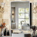 Movo Medicine Cabinet with Mirror, 20x28 Inch Farmhouse Metal Framed Rectangle Bathroom Mirror Cabinet, Recess or Surface Mount Installation Chrome