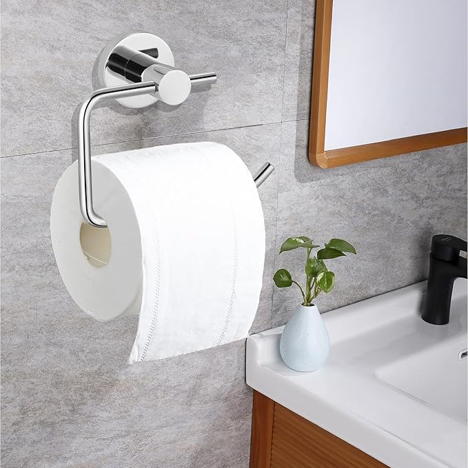 Toilet Paper Holder, Premium 304 Stainless Steel Paper Towel Holder, Toilet Paper Roll Dispenser Bathroom 5.5" TP Holder for Kitchen Washroom (Chrome)