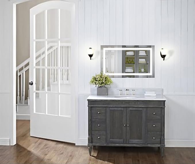 Krugg | 18 Inch X 30 Inch LED Bathroom Mirror | Lighted Vanity Mirror Includes Dimmer & Defogger | Wall Mount Vertical or Horizontal Installation