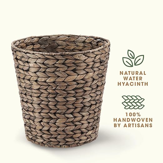 2-Pack Black Wicker Trash Cans