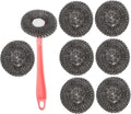 Cabilock Kitchen Handle Pot Brush Set 8pcs Steel Scrubbers for Dish Cleaning Heavy-Duty Kitchen Cleaning Tool Stiff Bristles for Pots Pans and Grout