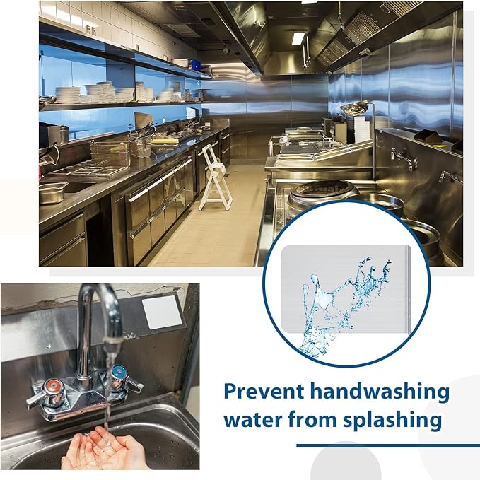 Therwen 2 Pcs Stainless Steel Side Splash Guard for Kitchen Sink 15 x 12 Inch Wall Mount Guard with Screws Commercial Restaurant Bar Hand Wash Sink and Compartment Prep Splash Protector Supply