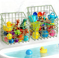 2 PackBath Toy Organizer, Wall Mounted Shower Storage Basket - Metal Bathtub Toy Holder with Hooks for Sorting Kids Toys, Baby Bath Accessories, Toiletries & Shampoo（Green frog）