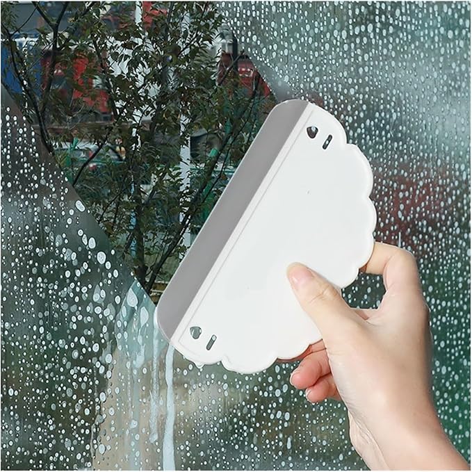 Window Squeegee Soft Silicone Glass Scraper Cloud Shape Wiper Household Kitchen Bathroom Glass Cleaning Tools for Shower Glass(D)