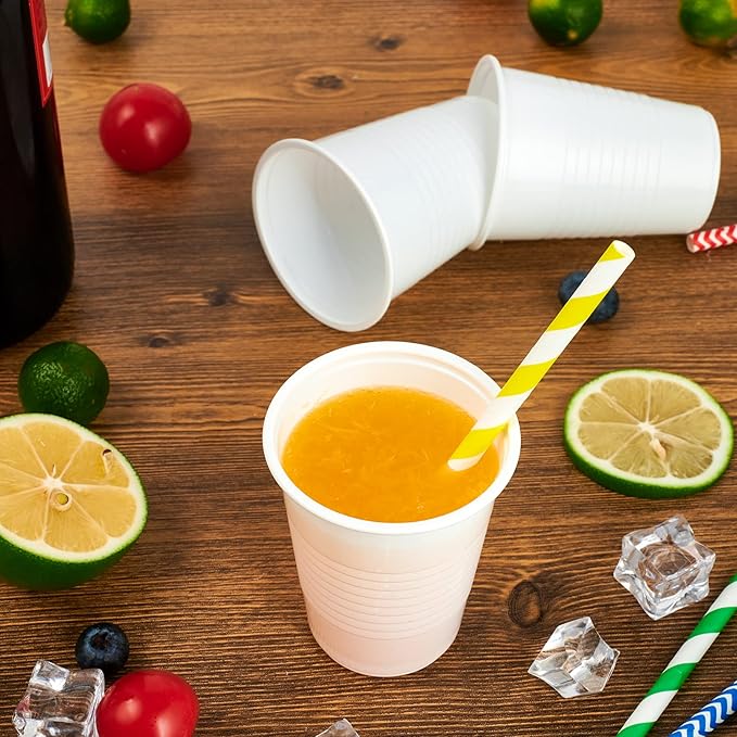 Lilymicky 500 Pack 5 oz Disposable Plastic Cups, Small Plastic Drinking White Beverage Tumbler for Tasting, Drinking and Party