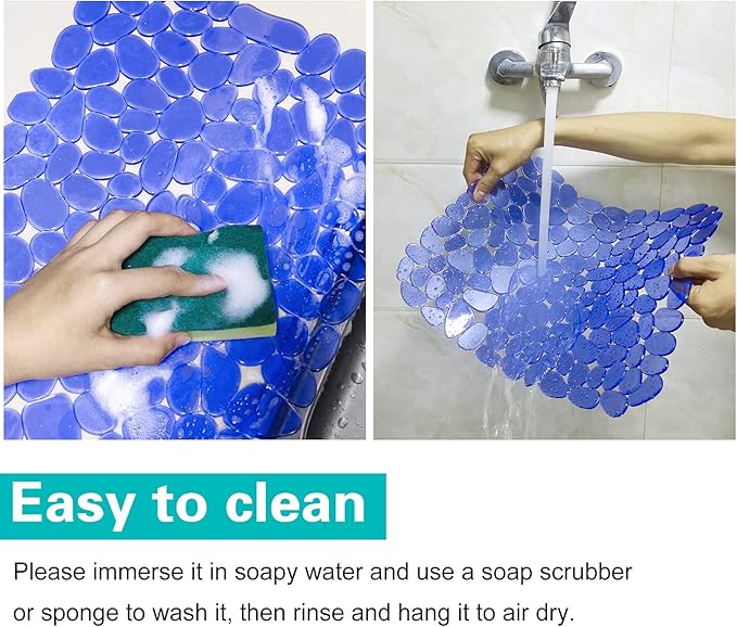 Coopay Kitchen Sink Mat Pebble Protect Mat PVC Eco-friendly Adjustable Stainless steel/ Porcelain Dish Drying Pad Protector for Bottom of Kitchen Sink, 15.8 x 11.8 inches (2 Pack, Blue)