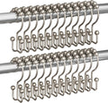 Titanker Shower Curtain Hooks Rings, Rust Resistant Metal Double Glide Shower Hooks Rings for Bathroom Shower Rods Curtains, Set of 24 Hooks - Matte Nickel