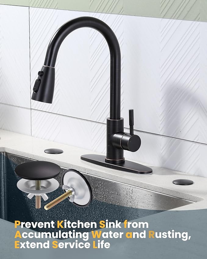 Kitchen Sink Hole Cover, 2 PCS Faucet Hole Cover for Kitchen Sink, Tap Hole Plate Stopper Cover Blanking Brass Metal Plug, Sink Countertop Hole Cap Cover, Oil Rubbed Bronze