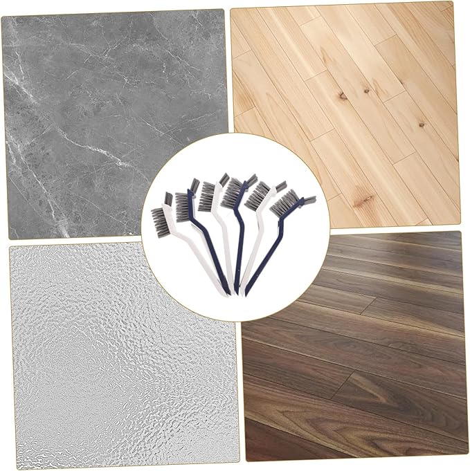 BESTYASH 6pcs Bathroom Cleaning Brush with Tough Abs Bristles for Shower Floor Tile Grout and Tight Spaces Scrub Brushes for Area Cleaning in Toilet Kitchen and Laundry