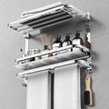 22.8Inch Towel Rack for Bathroom and Lavatory Towel Hanger with Wall Mount Towel Bars 304 Stainless Steel No Drill (Collapsible Towel Rack with Bathroom Organize Shower Shelves)