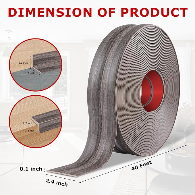 Flexible Wall Corner Protector Moulding Trim Peel and Stick Wall Corner Guards Edge Protector Self Adhesive Molding Trim Strip for Edge Ceiling (Brown Walnut Wood Grain, 2.4 in x 40 Ft)