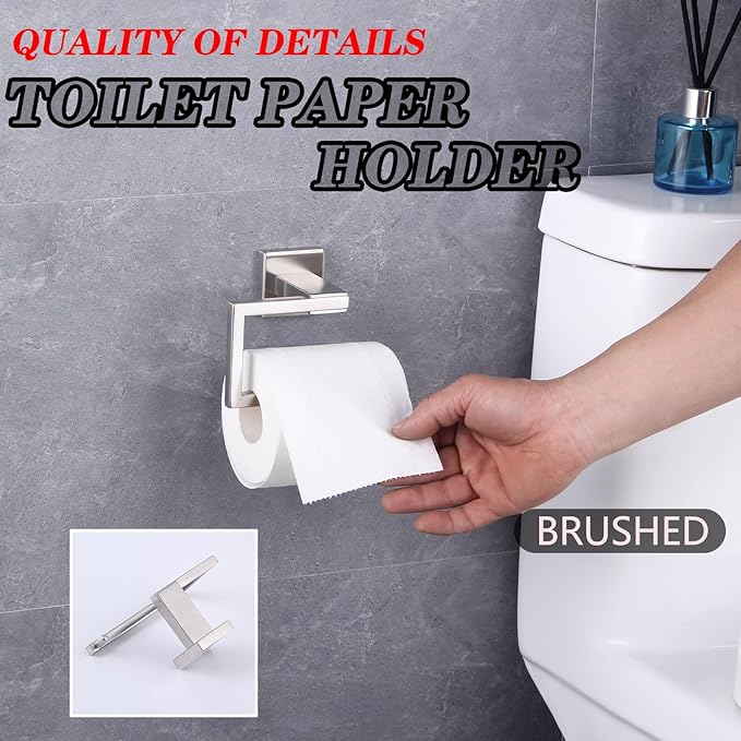 GERZ Bathroom Toilet Paper Holder SUS 304 Stainless Steel Tissue Paper Roll Holder Wall Mount, Brushed Finish JG1905-LS