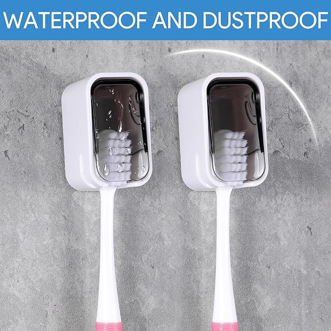 4 PCS Toothbrush Holder Wall Mounted with Cover, Electric Toothbrush Holders for Bathroom (Single-Slot Design), Moisture-Proof and Dust-Proof Organizer for Home and Travel Use(Gray)