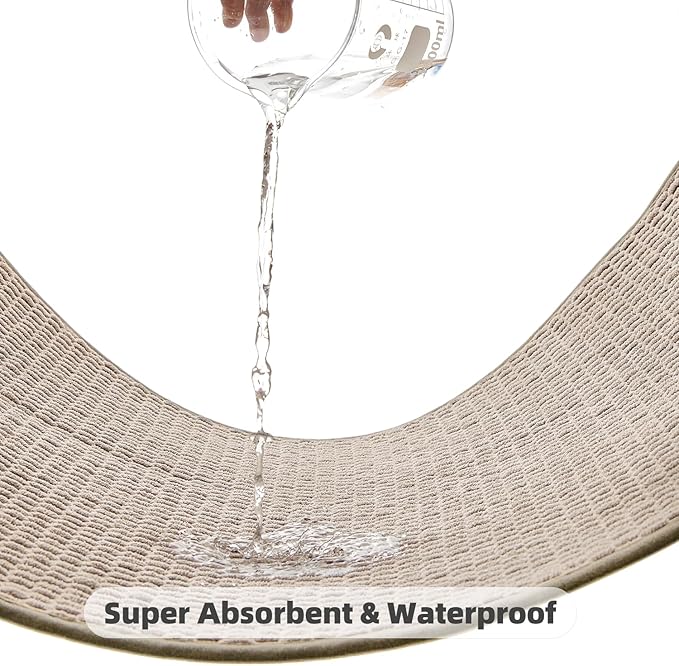 Bathroom Rugs Non Slip Washable, Super Absorbent Thin Bath Mat Quick Dry Low Pile Bathroom Rug, Beige 24"x36"