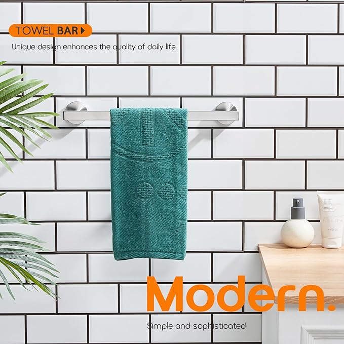 12 Inch Bathroom Towel Bar Bath Towel Rack Kitchen Towel Holder Towel Ring Wall Mounted SUS304 Stainless Steel Brushed Nickel AN4001BR-L12