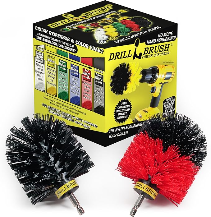 Original Drillbrush Power Scrubber Two Brush Kit in Stiff and Ultra Stiff
