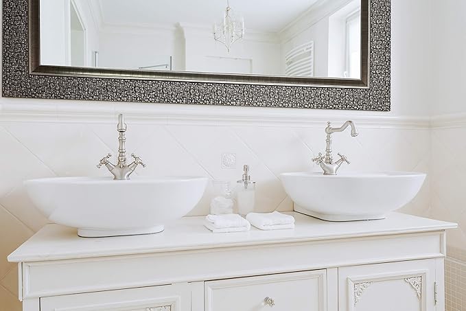 Mirrorize IMM101 Antique Mosaic Framed Designer Wall 27" W X 43" H | Vanity, Powder Room, Bathroom, Bedroom | Rectangle| Large Accent Mirror, 1.5DX27HX43W, Dark Silver