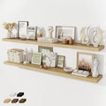 Fun Memories 72 Inch Floating Shelves for Wall 8 Inch Deep Oak Shelves Set of 2, Wall Mounted Rustic Wood Long Floating Shelf, Large Display & Storage Shelf with Invisible Brackets