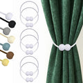 Hion Magnetic Curtain Tiebacks White 6 Pack, Curtain Tiebacks Buckles Holdbacks Holders Hooks Clip for Home Bedroom Office Decorative Thick or Thin Curtain