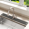 Stone Faucet Mat for Kitchen Sink - Quick Dry Diatomite Sink Splash Guard, Prevents Moisture Buildup & Water Stains, Water Absorbing Stone Tray for Bathroom Countertop (Dark Gray, 30" x 4")