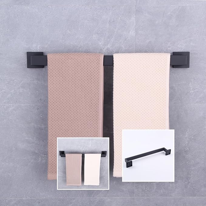 GERZWY SUS 304 Stainless Steel 20-Inch Bath Towel Bar Modern Style Bathroom Towel Bar Wall Mount Matte Black FG160150-BK