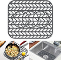 GUUKIN Sink Protectors for Kitchen sink, 13 5/8" x 11 5/8" Folding Non-slip Silicone Mat Grid for Bottom of Farmhouse Stainless Steel Porcelain Sink with 3 Reserved Holes