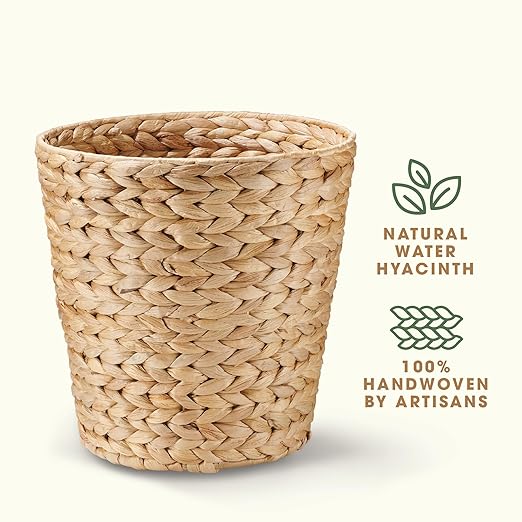 2-Pack Wicker Trash Cans, Wicker Waste Basket for Bathroom, Rattan Trash Can