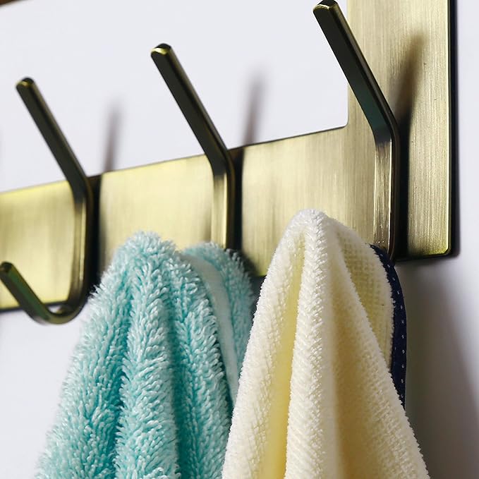 Dseap Over The Door Hook Hanger - 6 Hooks Over Door Coat Rack for Hanging Clothes Hat Towel, Bronze