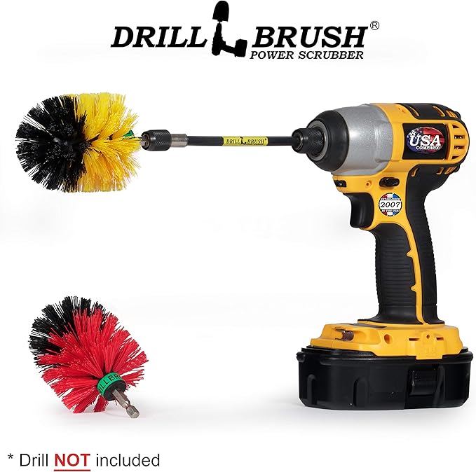 Mini Size Bathroom, Kitchen, and Garage Medium and Stiff Brushes with Extension