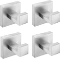 Nolimas Towel Hook Stainless Steel Bathroom Rustproof Clothes Towel Coat Hook Wall Mounted Square Toilet Kitchen, Heavy Duty Door Hanger, 4 Pack, Brushed Nickel