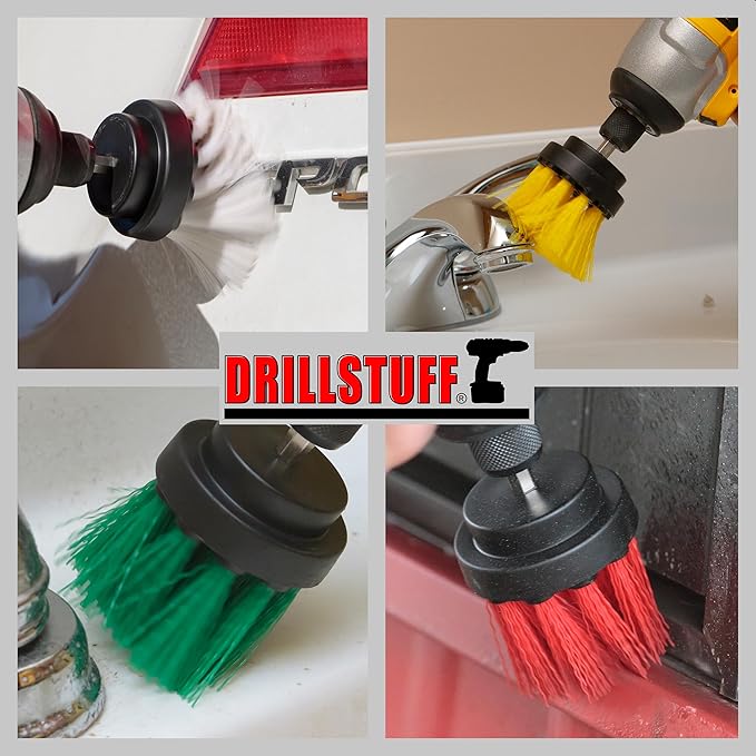 Drill Brush Attachment Set - Wheel Cleaning Brush for Drill - Shower Cleaner Brush Drill Attachment - Drill Cleaning Brush - Shower Scrubber Drill Attachment - Detail Drill Brush - Concrete Scrubbing