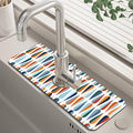 Mid-Century Drop Shapes Kitchen Sink Splash Guard Mat Absorbent Fast Drying Mat Faucet Draining Mat Sink Splash Guard Behind Faucet Drip Catcher for Kitchen Bathroom 5.5"×15"