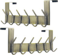 Dseap Over The Door Hook Hanger - 6 Hooks Over Door Coat Rack for Hanging Clothes Hat Towel, Bronze, 2 Packs