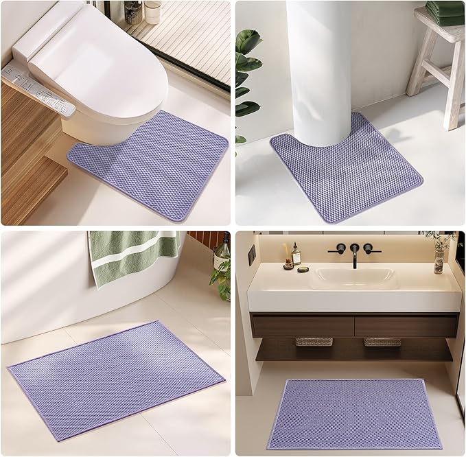 Bathroom Rugs Non Slip Washable, Super Absorbent Thin Bath Mat Small Quick Dry Low Pile Bathroom Rug, Lavender 20"x30"