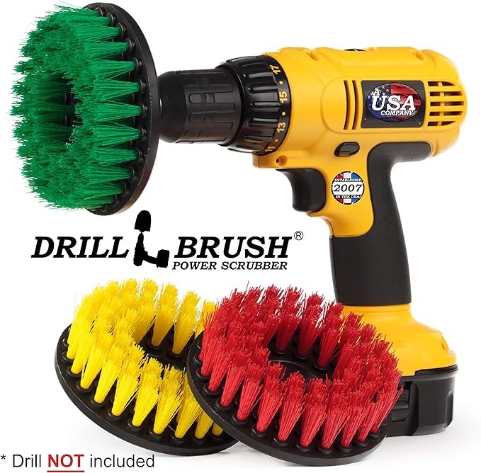 Drill Brush - Bathroom Accessories - Shower Cleaner - Large Spin Brush Multi-Purpose Cleaning Kit - Deck Brush - Bird Bath - Kitchen Tools - soap scum, Hard Water, Mineral deposits, Calcium, Rust
