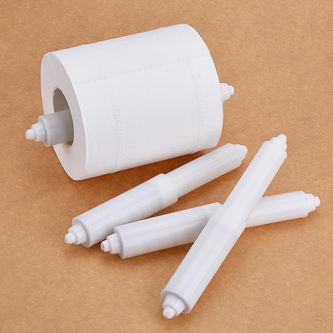 Shappy 4 Pcs Universal Toilet Paper Holder Replacement Rod Spring Loaded Plastic Retractable Paper Replacement Rod Toilet Tissue Roll Holder Insert for Bathroom Home Fixture Accessories(White)