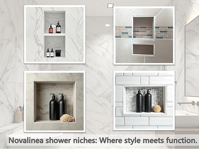 Large Wide Double Shelf Recessed Shower Niche, Ready to Tile, 16" x 28" x 3.75"