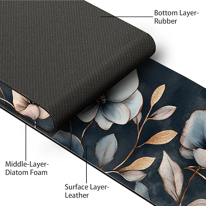 Bimkole 2 PCS Faucet Absorbent Mat, Kitchen Faucet Sink Splash Guard Wraparound Cloth Pads Drip Catcher for Sink Faucet for Kitchen Bathroom Faucet, Colorful Faucet Mat, 15 x 4 Inch Flower A4