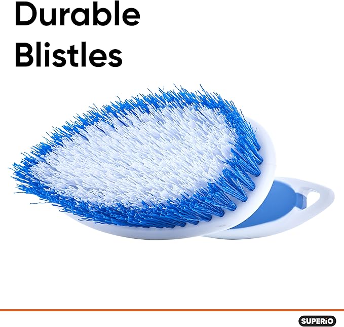 Superio Cleaning Scrub Brush with Stiff Bristles and Comfort Grip Handle,Blue 2 Pack Heavy-Duty Household Utility Scrubber for Kitchen, Bathroom, Shower, Sink, Toilet