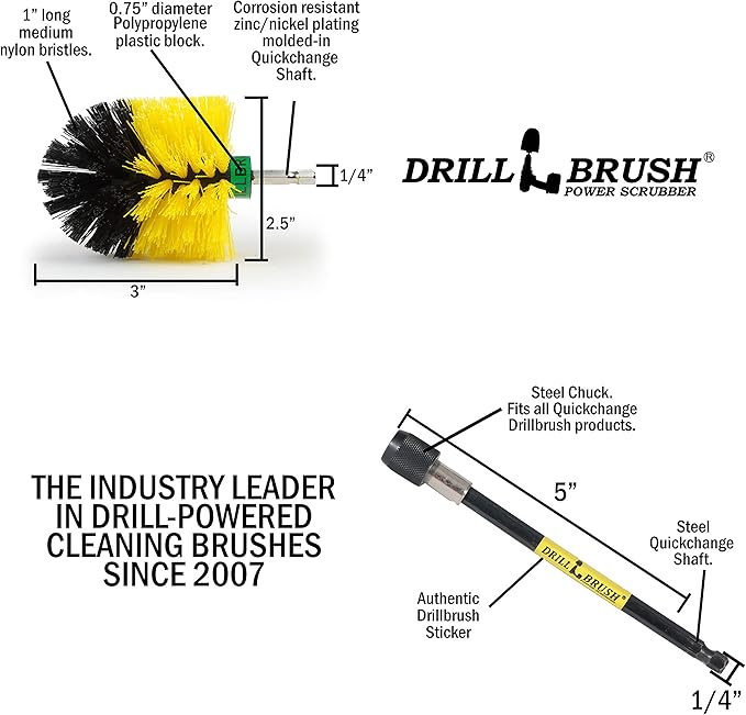 Drillbrush Mini Size Original Tub and Tile Power Scrubber with Extension